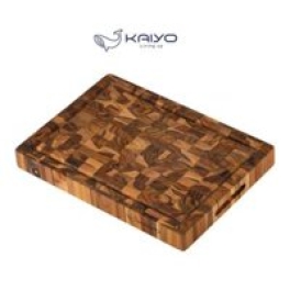 Thớt chặt gỗ Teak đầu cây Kaiyo hình chữ nhật 35 x 25 x 3,8cm DC04