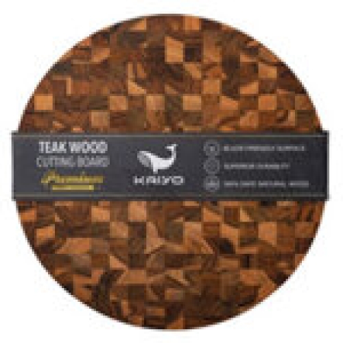 Thớt thái gỗ Teak đầu cây Kaiyo hình tròn 30 x 2,5cm TDC01