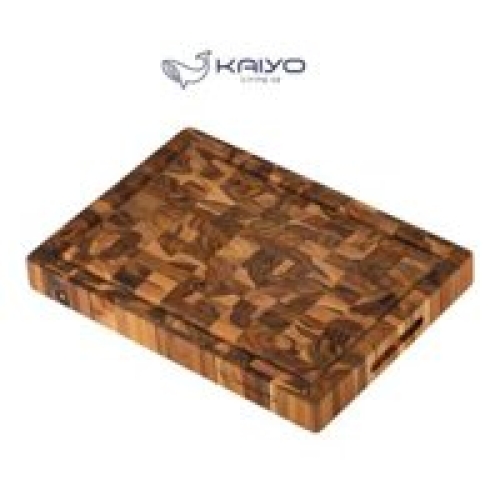Thớt chặt gỗ Teak đầu cây Kaiyo hình chữ nhật 35 x 25 x 3,8cm DC04