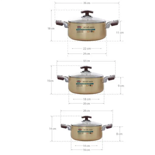 Bộ nồi Anod Sunhouse SH6634