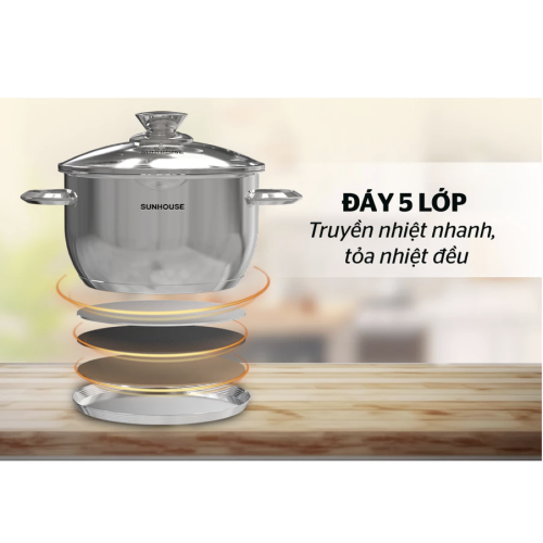 Bộ nồi inox 5 đáy Sunhouse SHG688