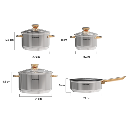 Bộ nồi chảo inox 5 đáy Sunhouse SHG789