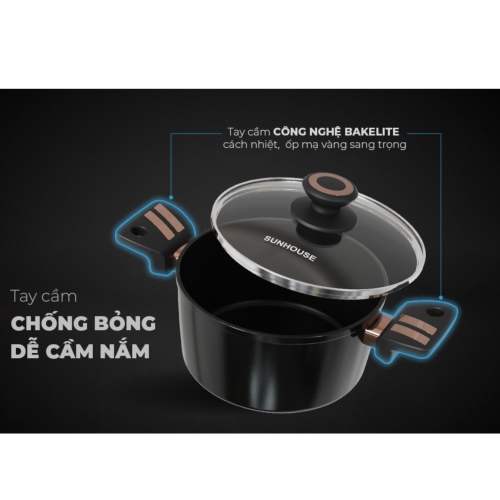 Bộ nồi chống dính Ultra Titanium Sunhouse ST2210B