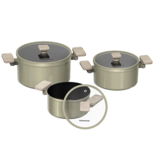 Bộ 3 nồi nhôm chống dính Sunhouse Titanium Plasma ST2210P