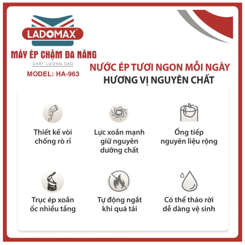 Máy ép chậm Ladomax HA-963