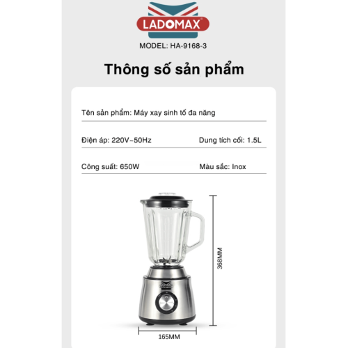 Máy xay sinh tố Ladomax HA-9168-3