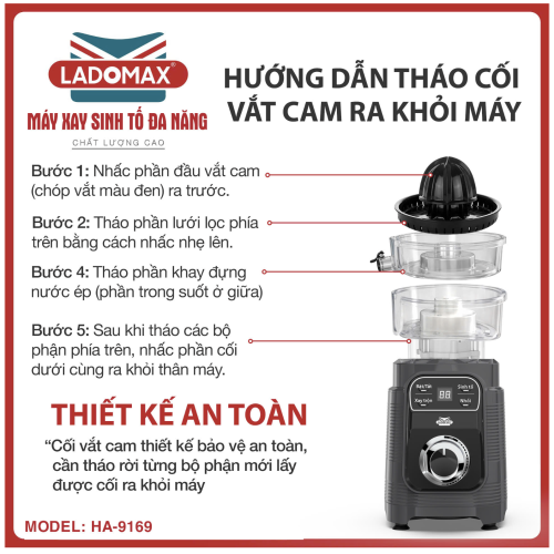 Máy xay sinh tố đa năng 4 trong 1 Ladomax