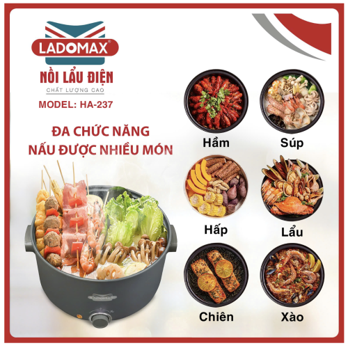 Nồi lẩu điện lòng liền Ladomax HA-237