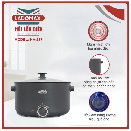 Nồi lẩu điện lòng liền Ladomax HA-237
