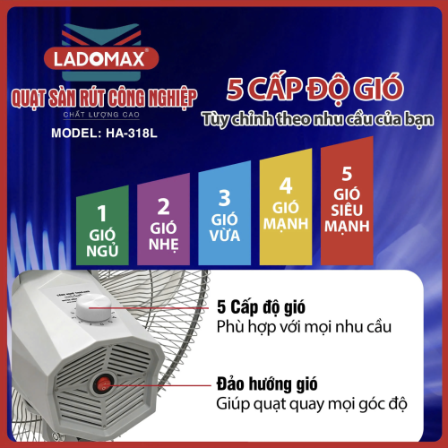 Quạt sàn rút công nghiệp Ladomax HA-318L