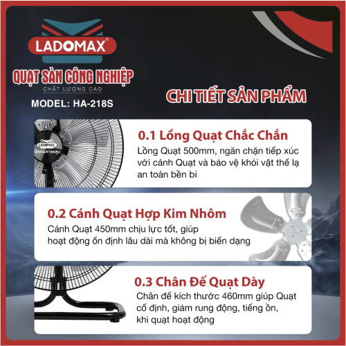 Quạt sàn công nghiệp Ladomax HA-218S