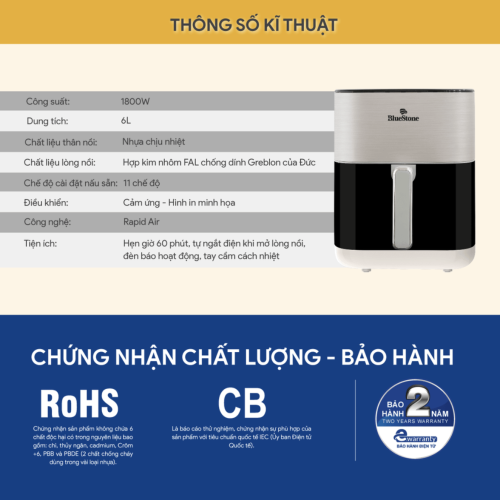 Nồi chiên không dầu BlueStone AFB-5867
