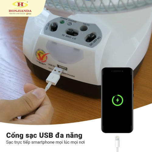 Quạt sạc Honjianda HJD-FL301 LED 2B