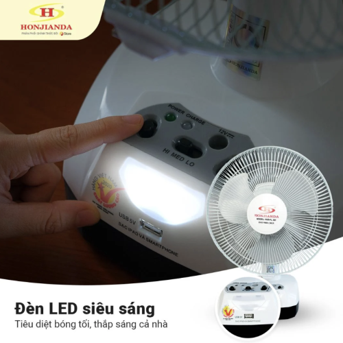 Quạt sạc Honjianda HJD-FL301 LED 2B