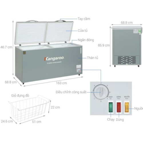 Tủ đông kháng khuẩn Kangaroo 500 lít KGFZ560NG1