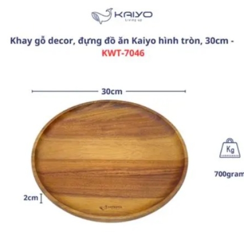 Khay gỗ Kaiyo hình tròn đường kính 30cm KWT-7046