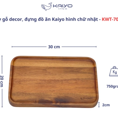 Khay gỗ Kaiyo hình chữ nhật 30 x 20 x 2cm KWT-7053