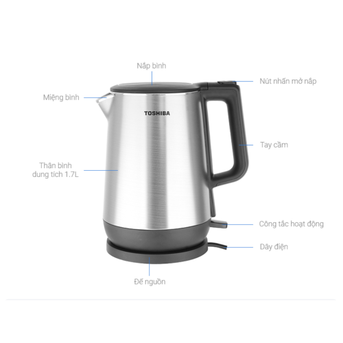 Bình Đun Siêu Tốc Toshiba 1.7 Lít KT-17DR1NV – Hàng Chính Hãng Cao Cấp
