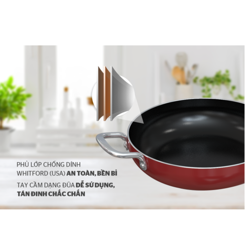 Chảo nhôm chống dính 2 quai Sunhouse CT24R2