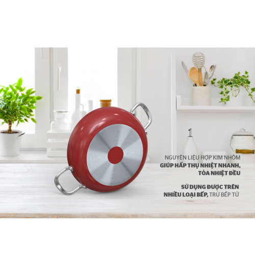 Chảo nhôm chống dính 2 quai Sunhouse CT24R2