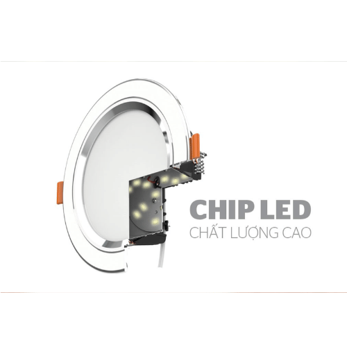 Đèn LED Downlight viền bạc 3 màu Sunhouse SHE-DL01-3/9W-VB
