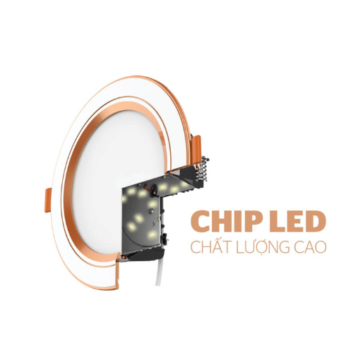 Đèn LED Downlight âm trần viền vàng 3 màu Sunhouse SHE-DL02-3/9W-VV