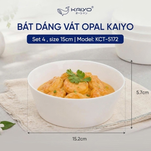 Set 4 Bát Dáng Vát Opal Kaiyo Size 15cm KCT-5172