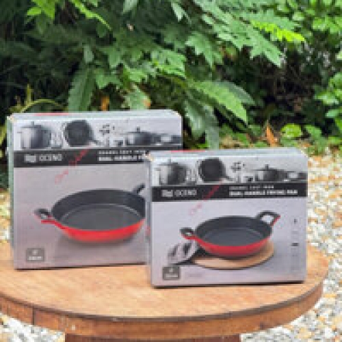 Chảo gang 2 tay cầm phủ men gốm Oceno 24cm màu đỏ OFR-1341