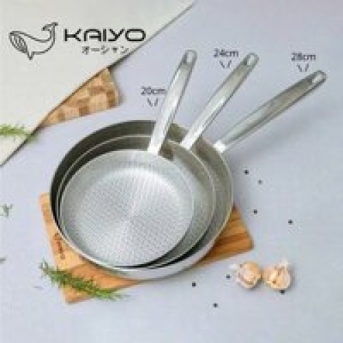 Chảo inox 304 dập nổi 3 lớp liền khối Kaiyo Embossed Silver Crown 28cm KIP-6728