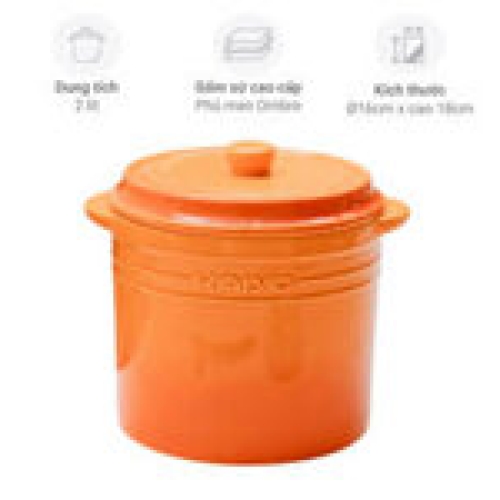 Hũ gốm sứ muối dưa cà Rainbow Kaiyo 1.5L màu cam KCC-5110