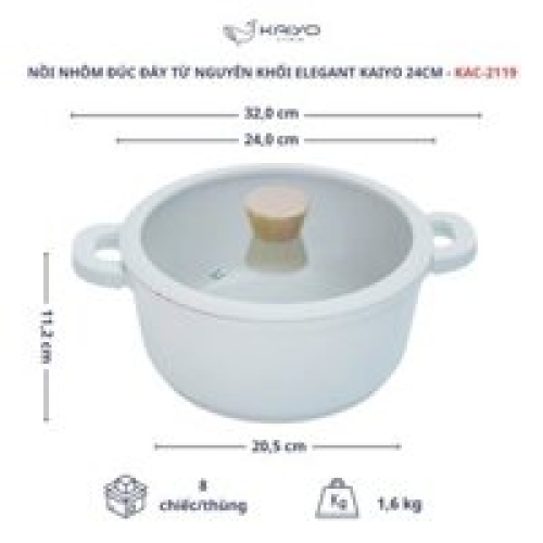 Nồi nhôm Kaiyo Elegant 24cm KAC-2119 - Thiết kế hiện đại, chống dính cao cấp, nấu ăn tiện lợi