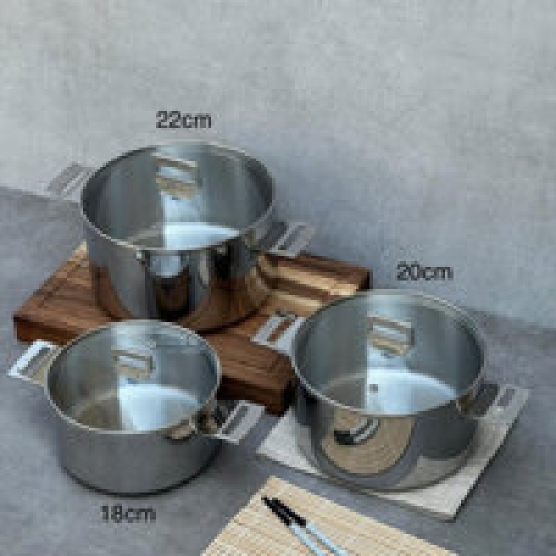 Nồi inox thân đáy liền Tri-Ply Classic Pro Kaiyo 20cm KIC-3383