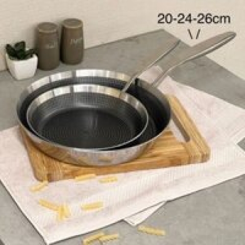 Chảo inox chống dính hoa văn nổi Tri-Ply Kaiyo 24cm KNF-3574