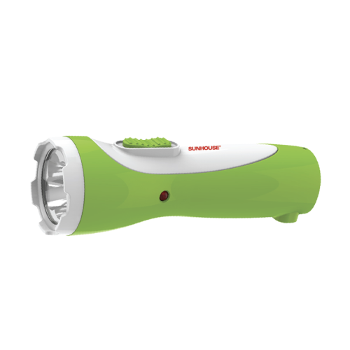 Đèn pin tay cầm Sunhouse SHE-4051 cỡ nhỏ trắng xanh lá