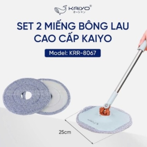 Set 2 Miếng Bông Lau Thay Thế Kaiyo KRR-8067 – Giẻ Lau Nhà Microfiber Dùng Cho Cây Lau Nhà Thông Minh Tách Nước Bẩn